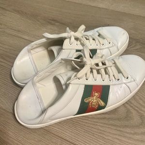 Gucci Bee Ace Flip Down heel white tennis shoe womens size 8